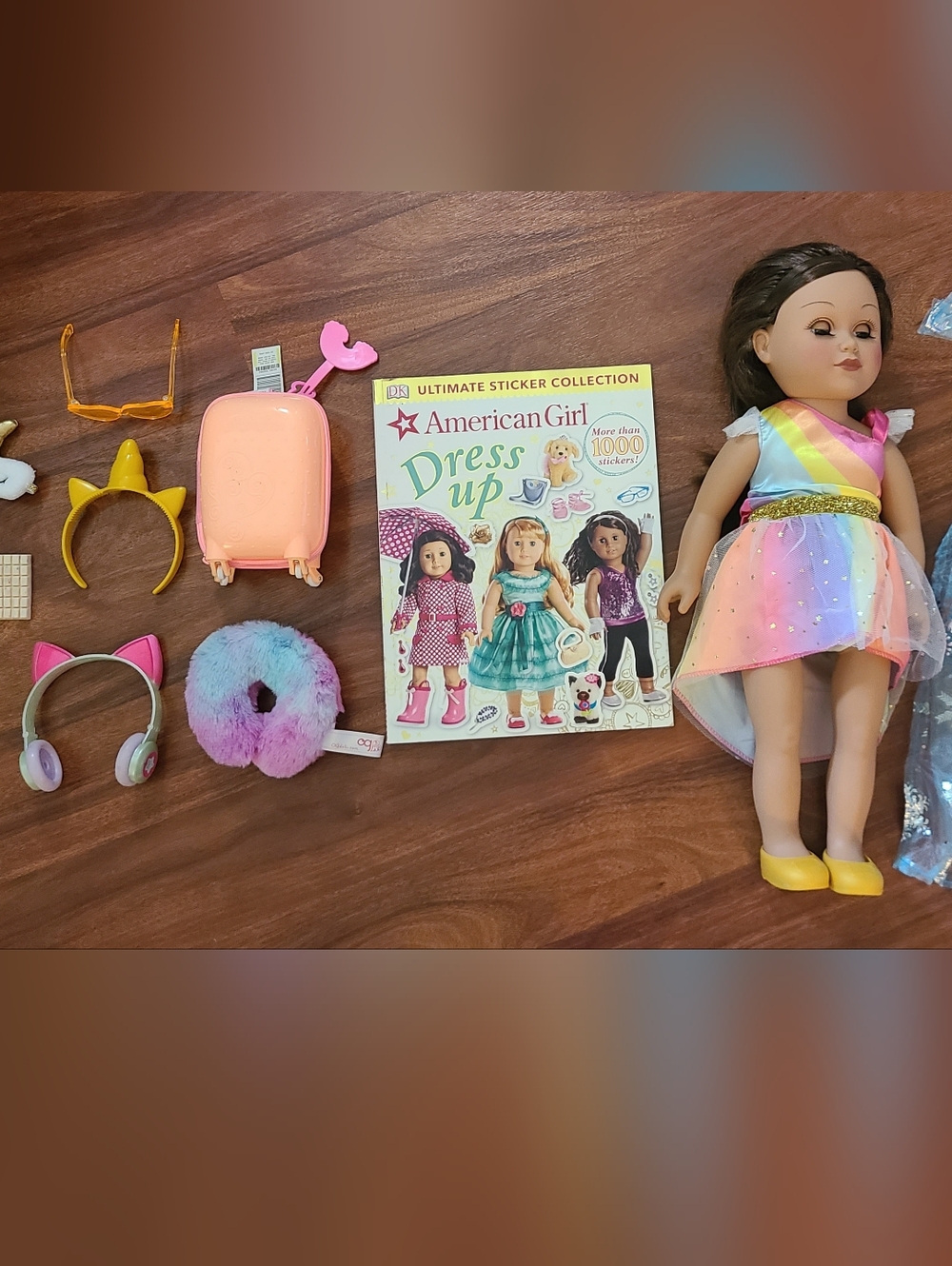My Life As Rainbow Tulle Dress Doll with Pink Case & Pastel Accessories